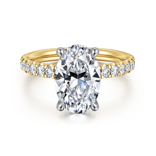 14K White-Yellow Gold Oval Diamond Engagement Ring