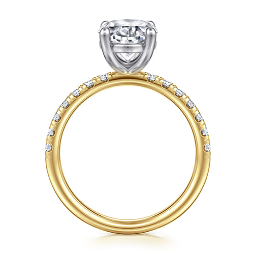 14K White-Yellow Gold Oval Diamond Engagement Ring