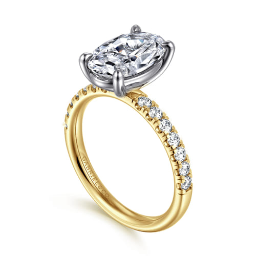 14K White-Yellow Gold Oval Diamond Engagement Ring