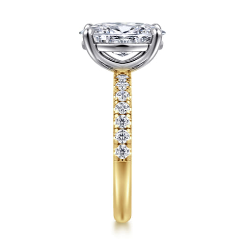 14K White-Yellow Gold Oval Diamond Engagement Ring