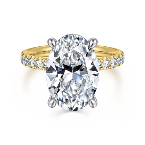 14K White-Yellow Gold Oval Diamond Engagement Ring