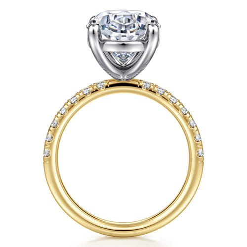 14K White-Yellow Gold Oval Diamond Engagement Ring