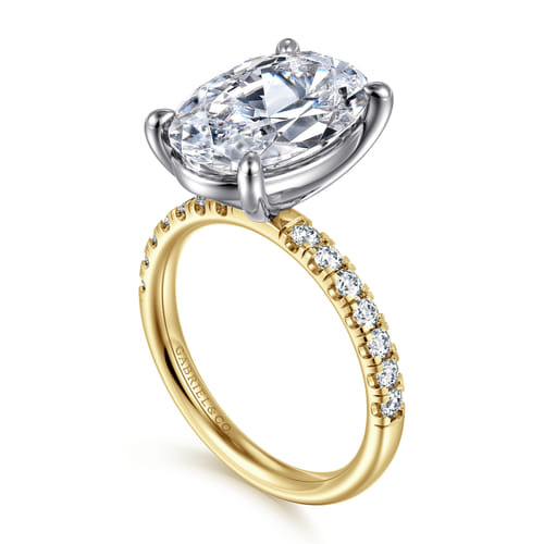14K White-Yellow Gold Oval Diamond Engagement Ring