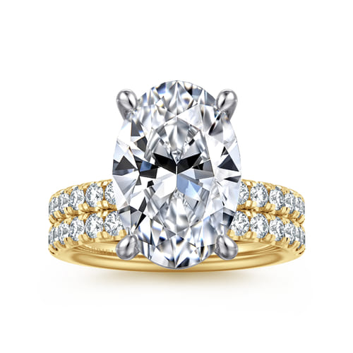 14K White-Yellow Gold Oval Diamond Engagement Ring