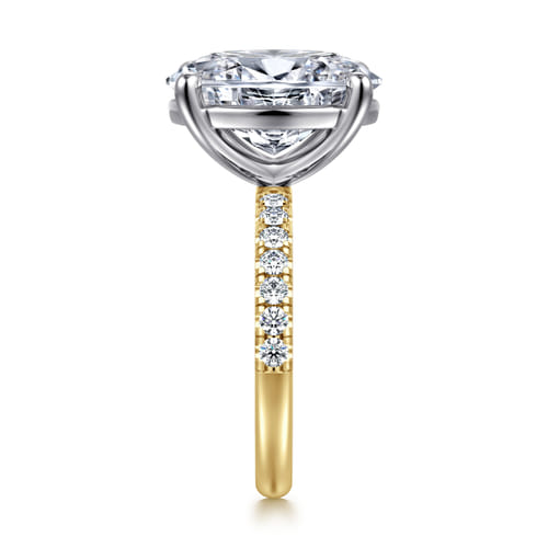14K White-Yellow Gold Oval Diamond Engagement Ring