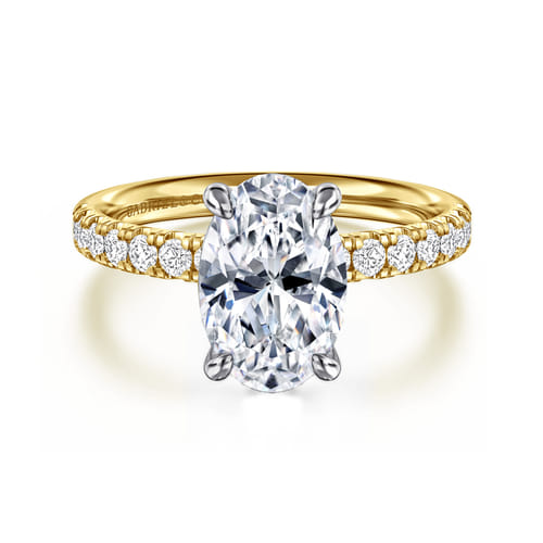 14K White-Yellow Gold Oval Diamond Engagement Ring