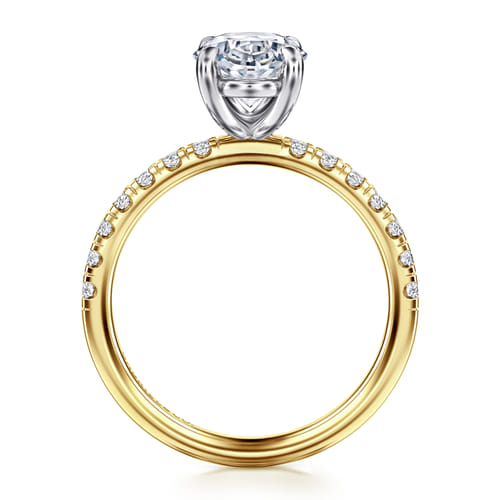 14K White-Yellow Gold Oval Diamond Engagement Ring