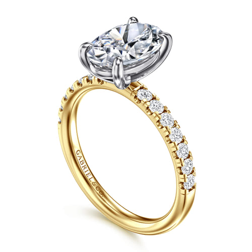 14K White-Yellow Gold Oval Diamond Engagement Ring