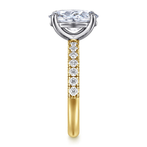 14K White-Yellow Gold Oval Diamond Engagement Ring