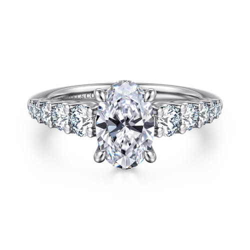 14K White-Yellow Gold Oval Diamond Engagement Ring
