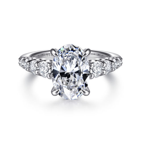 14K White-Yellow Gold Oval Diamond Engagement Ring