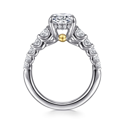14K White-Yellow Gold Oval Diamond Engagement Ring