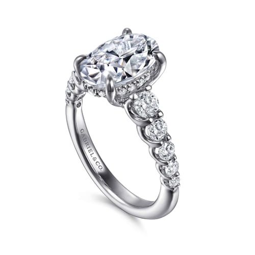 14K White-Yellow Gold Oval Diamond Engagement Ring