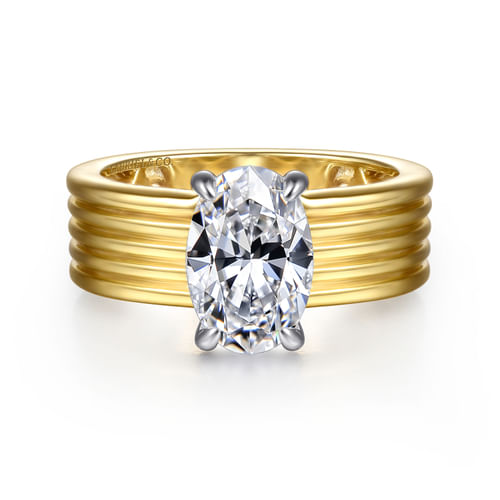 14K White-Yellow Gold Oval Diamond Engagement Ring