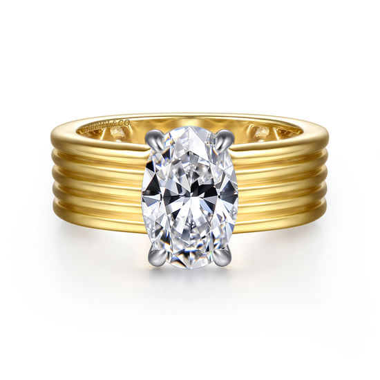 Gabriel - 14K White-Yellow Gold Oval Diamond Engagement Ring