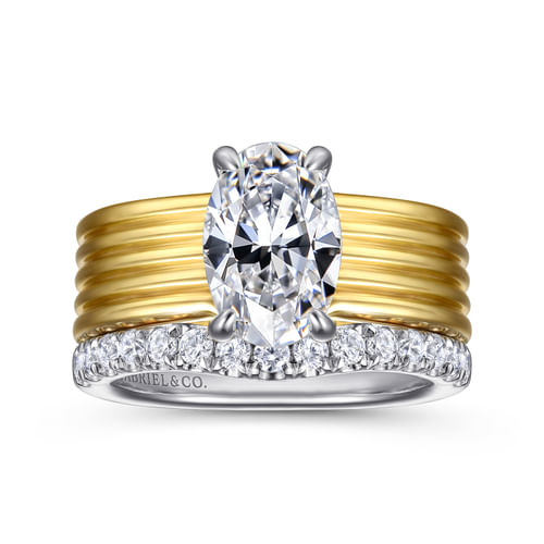 14K White-Yellow Gold Oval Diamond Engagement Ring