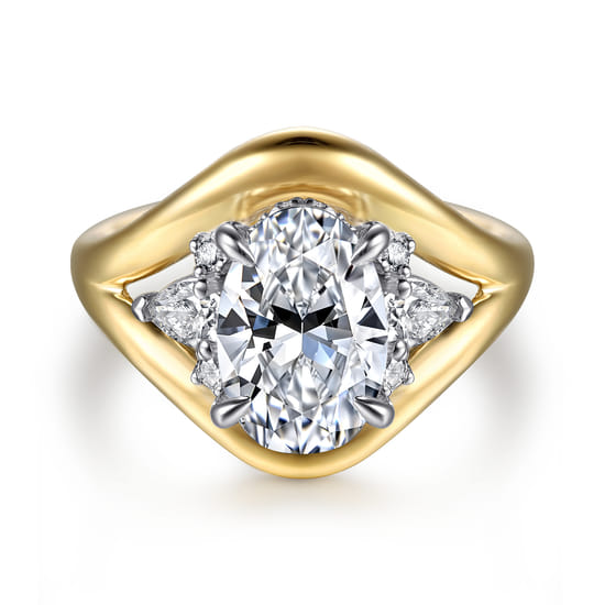 14K White-Yellow Gold Oval Diamond Engagement Ring