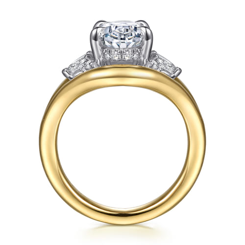 14K White-Yellow Gold Oval Diamond Engagement Ring