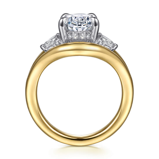 14K White-Yellow Gold Oval Diamond Engagement Ring angle 2