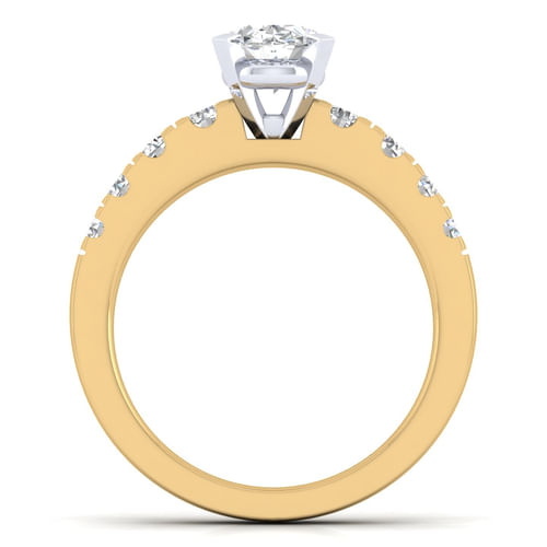 14K White-Yellow Gold Oval Diamond Engagement Ring