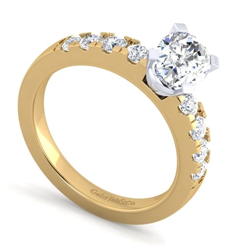 14K White-Yellow Gold Oval Diamond Engagement Ring
