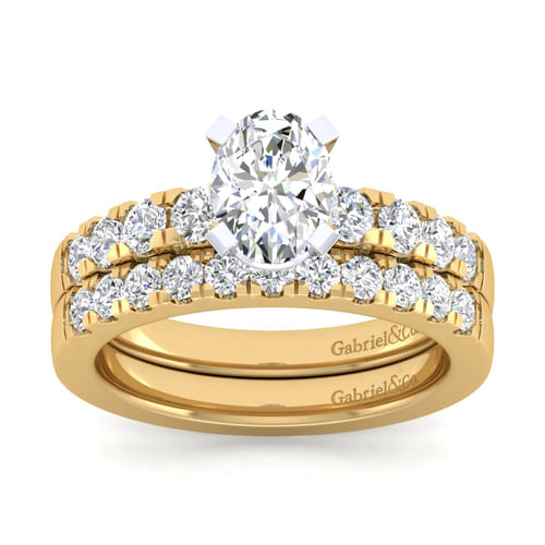 14K White-Yellow Gold Oval Diamond Engagement Ring