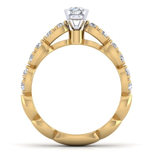 14K White-Yellow Gold Oval Diamond Engagement Ring