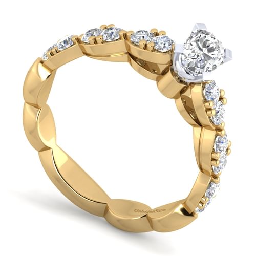14K White-Yellow Gold Oval Diamond Engagement Ring