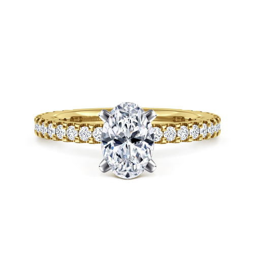 14K White-Yellow Gold Oval Diamond Engagement Ring