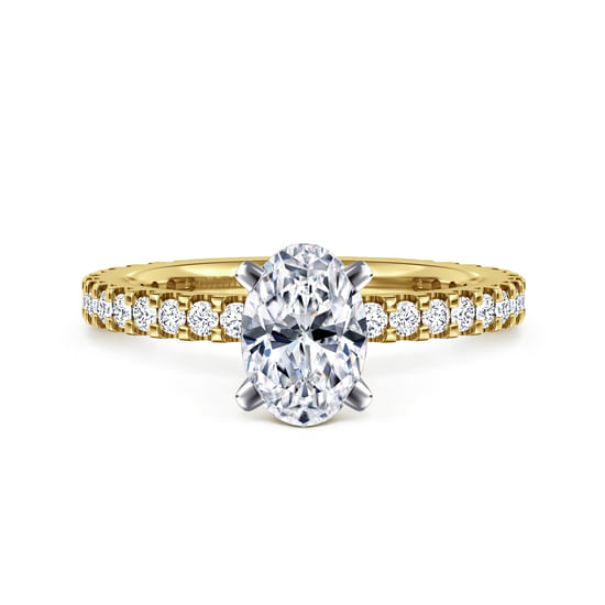 Gabriel - 14K White-Yellow Gold Oval Diamond Engagement Ring