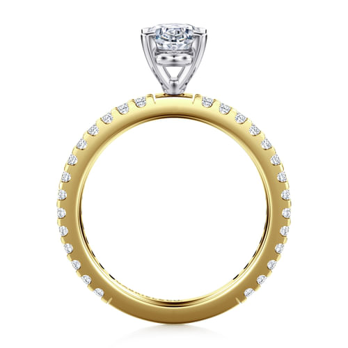 14K White-Yellow Gold Oval Diamond Engagement Ring