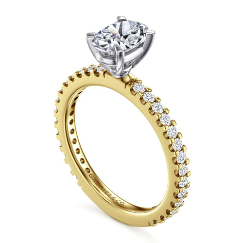 14K White-Yellow Gold Oval Diamond Engagement Ring