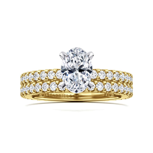 14K White-Yellow Gold Oval Diamond Engagement Ring