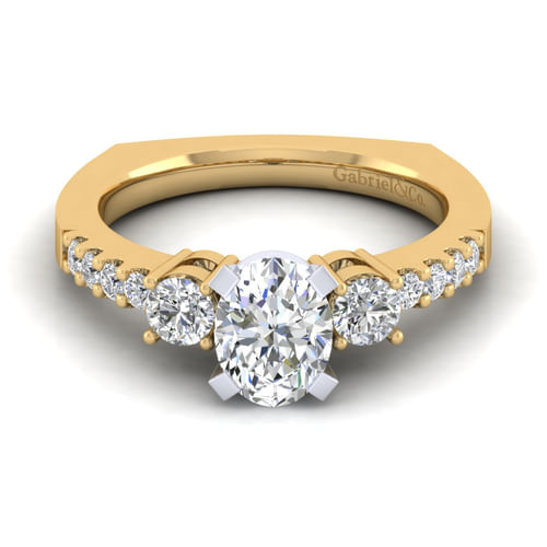 14K White-Yellow Gold Oval Diamond Engagement Ring