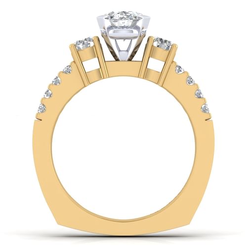 14K White-Yellow Gold Oval Diamond Engagement Ring
