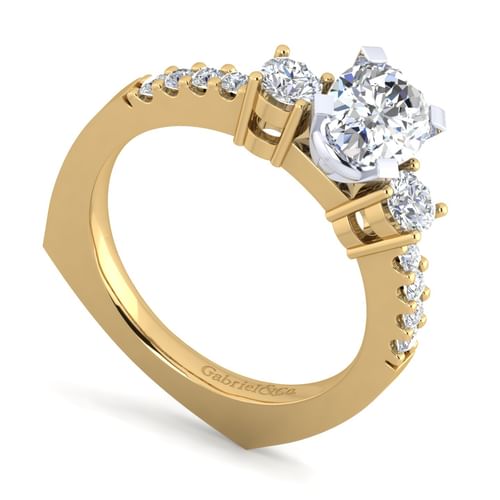14K White-Yellow Gold Oval Diamond Engagement Ring