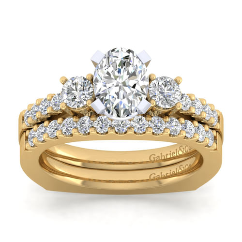 14K White-Yellow Gold Oval Diamond Engagement Ring