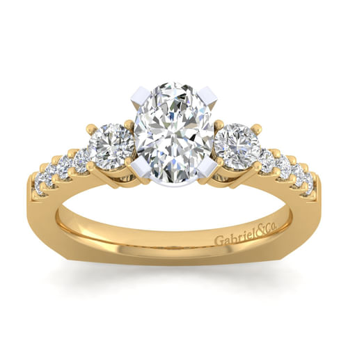 14K White-Yellow Gold Oval Diamond Engagement Ring