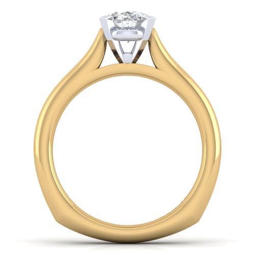 14K White-Yellow Gold Oval Diamond Engagement Ring