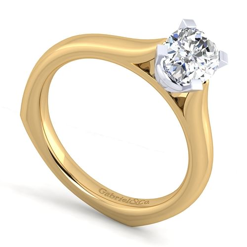 14K White-Yellow Gold Oval Diamond Engagement Ring