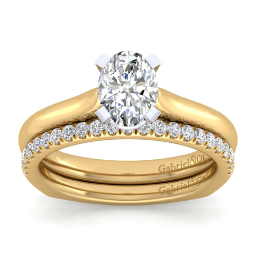 14K White-Yellow Gold Oval Diamond Engagement Ring