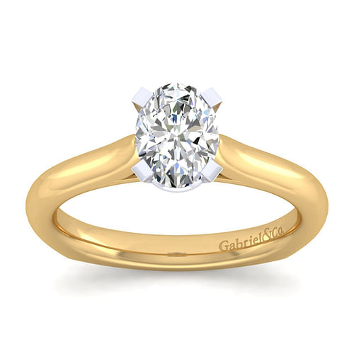 14K White-Yellow Gold Oval Diamond Engagement Ring