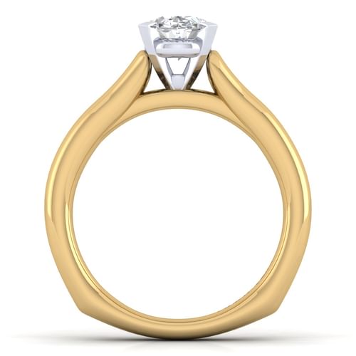14K White-Yellow Gold Oval Diamond Engagement Ring