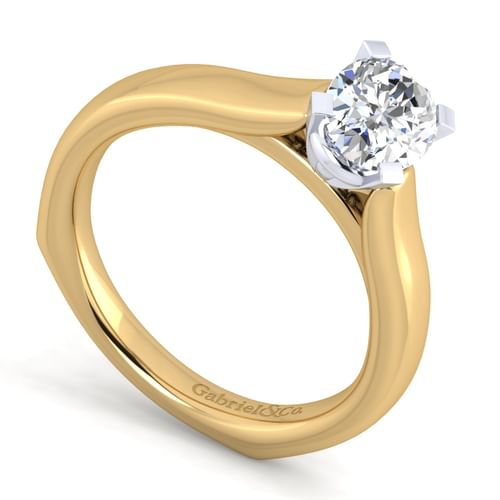 14K White-Yellow Gold Oval Diamond Engagement Ring