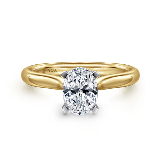 Gabriel - 14K White-Yellow Gold Oval Diamond Engagement Ring