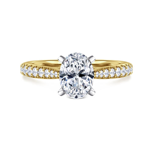 14K White-Yellow Gold Oval Diamond Engagement Ring