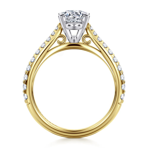 14K White-Yellow Gold Oval Diamond Engagement Ring