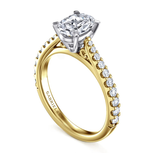14K White-Yellow Gold Oval Diamond Engagement Ring
