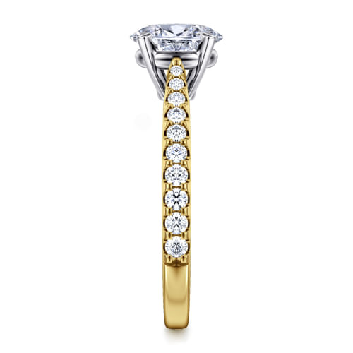 14K White-Yellow Gold Oval Diamond Engagement Ring