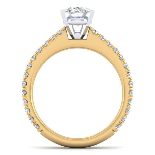 14K White-Yellow Gold Oval Diamond Engagement Ring